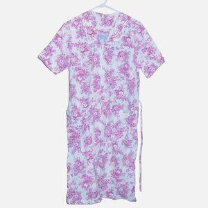 Vintage Zip & Dash Pink Floral Shirt Dress Sears 60s 70s Vintage Dress Size 14